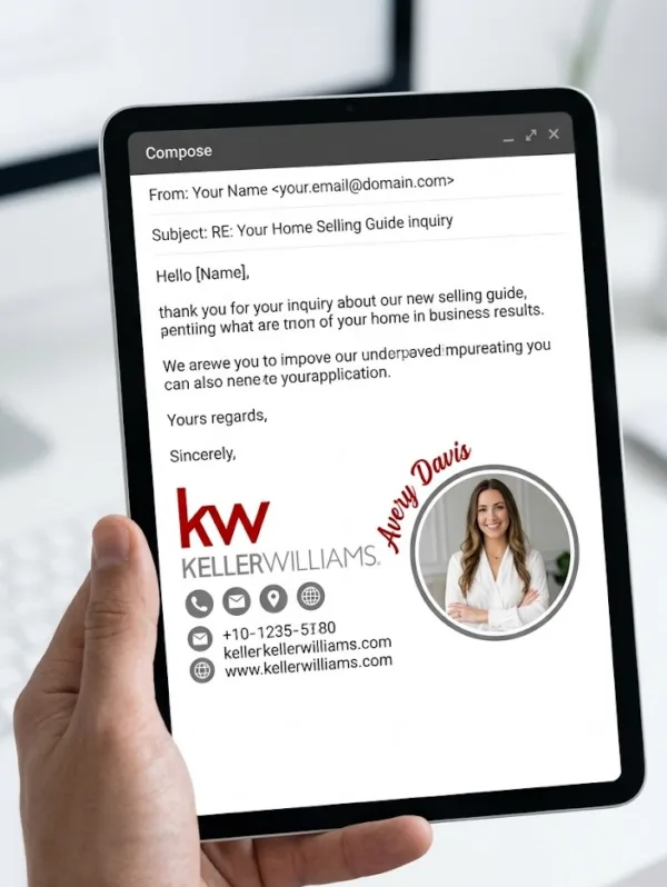 Real estate email template on a tablet